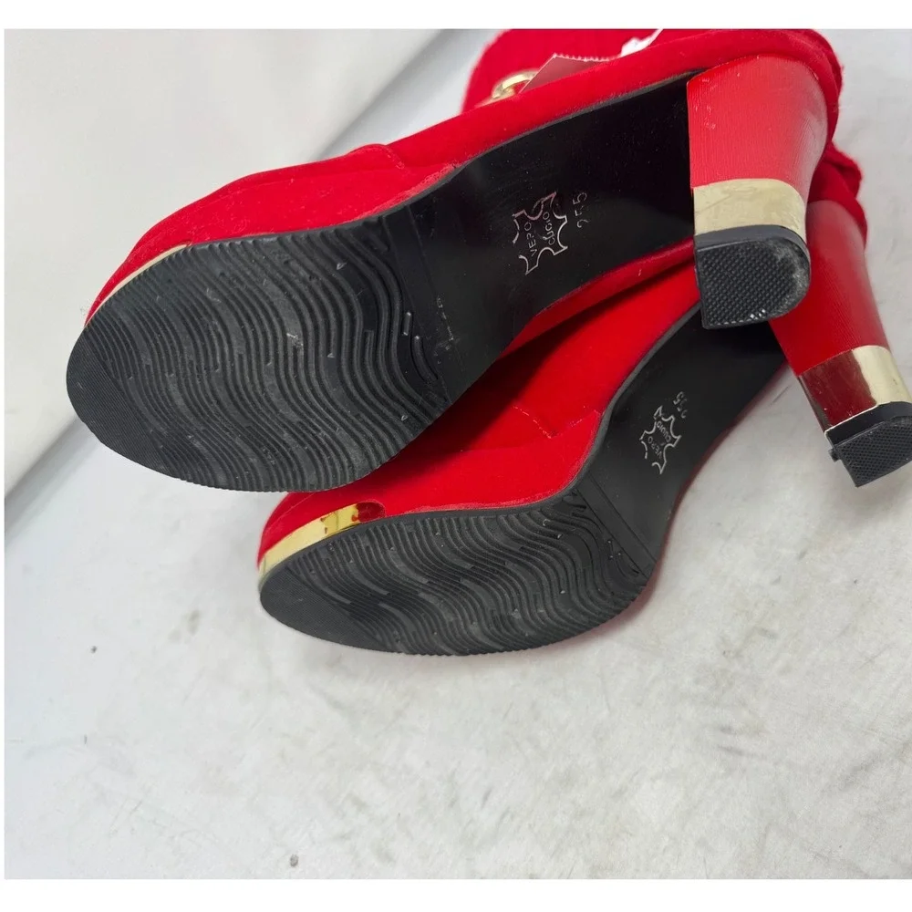 🔥Vero Cuoio🚨💛❤️Faux Suede Cable Knit Cuff Ankle Boots Gold Chain Heart Charm‎
